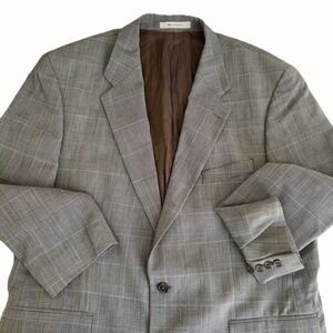 Vintage Chaps by Ralph Lauren Black Brown Houndstooth Wool Blazer Jacket 46R